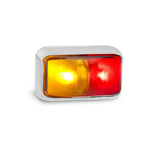 LED Side Marker Clearance Light Red/Amber Chrome Housing 12v 24v Caravan Trailer