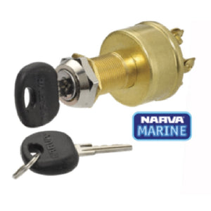 Narva Marine Ignition Switch 4 Position + 2 Keys 12V H/Duty Brass Spring Return