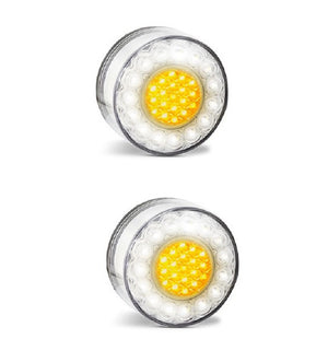 LED Bullbar Indicator Park DRL Clear & Amber Light Pair Suits BT50 & Ford Ranger