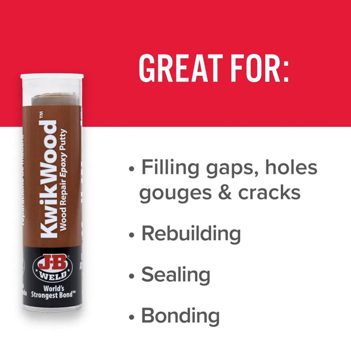 JB Weld KWIKWOOD™ EPOXY PUTTY 1 oz Repair & Rebuild Wood - Won't Shrink or Rot