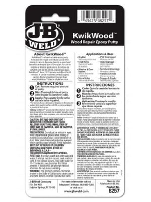 JB Weld KWIKWOOD™ EPOXY PUTTY 1 oz Repair & Rebuild Wood - Won't Shrink or Rot