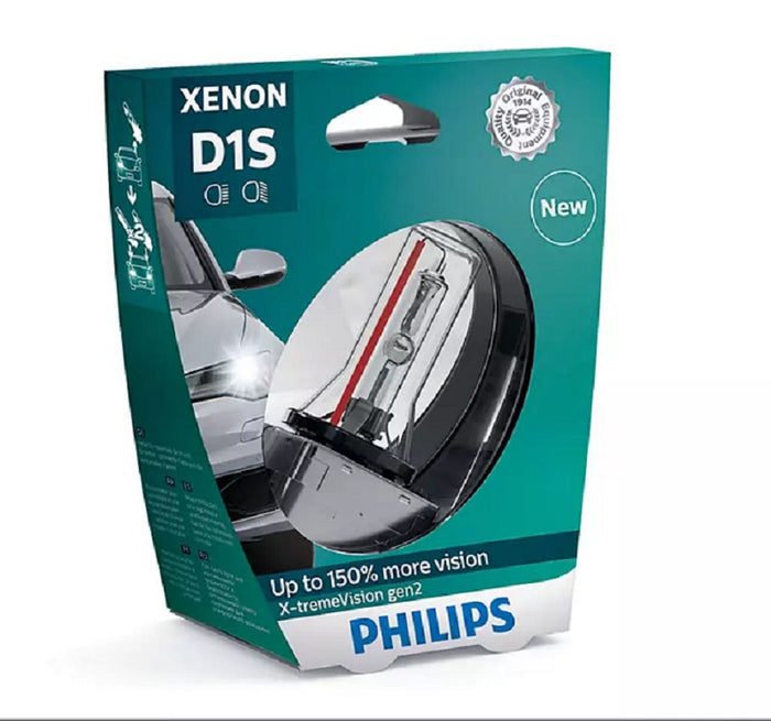 Philips D1S Xenon X-treme Vision Gen2 Globe 85V 35W Ultimate White Light +150%
