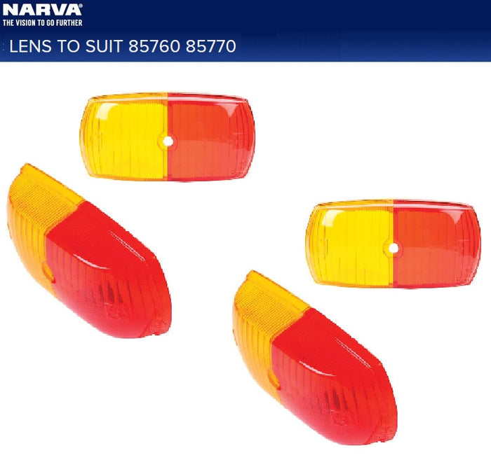 Narva Side Marker Clearance Light Red/Amber Replacement Lens Only Caravan 4 Pack