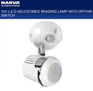 Narva LED Interior Adjustable Reading Light Lamp 12v Caravan Camper ON/OFF 87644