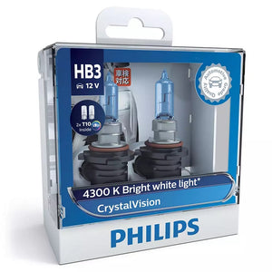 Philips HB3 Crystal Vision Light Globes 12v 65w 4300K 1400L P20d + 2 x T10 LED