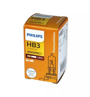 HB3 Genuine Philips Globe 12v 65w Premium Vision Headlight P20d - Single Bulb