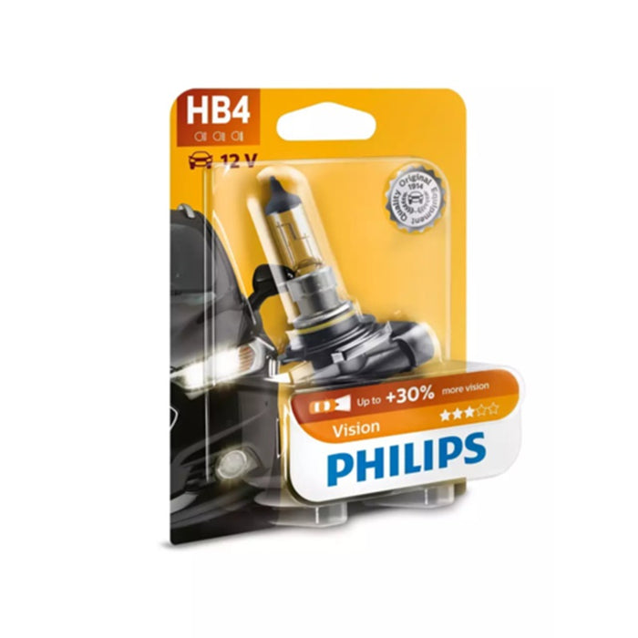 Genuine Philips HB4 Premium Vision Light Globe 12v 55watt 3200K P22d Single Bulb