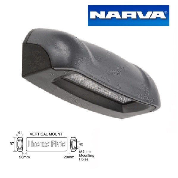 Narva LED Licence Plate Light Charcoal/Black Housing & 0.5m Cable 10-30V 97x41mm