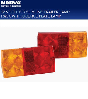 Narva 12v LED Slimline Trailer Lamp & Licence Plate Stop Tail Indicator Twin Pack