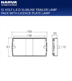 Narva 12v LED Slimline Trailer Lamp & Licence Plate Stop Tail Indicator Twin Pack