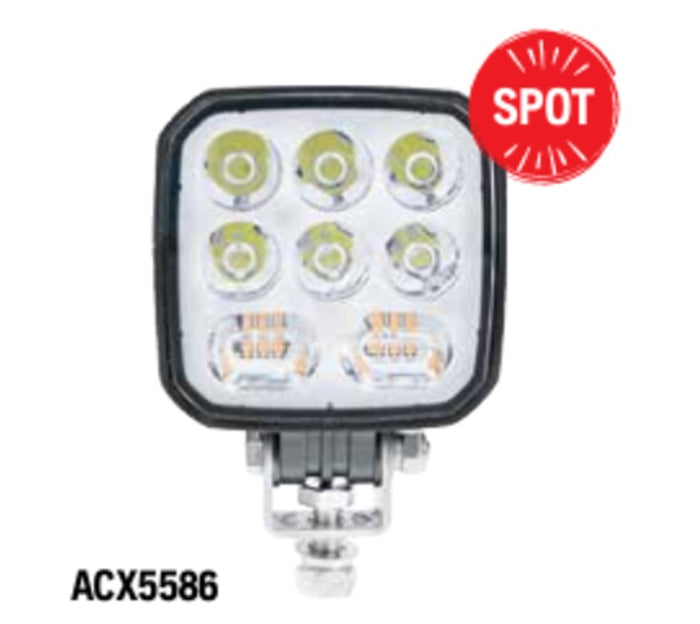 LED Spot Work Light Integrated Amber Warning & Reverse Light 12v 24v 1500LM OEX