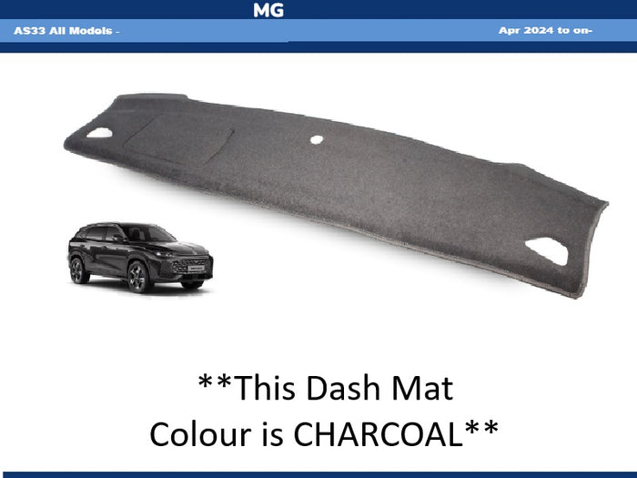 Dash Mat Fits MG AS33 All Models April 2024 to Current Lifetime Warranty - CHARCOAL