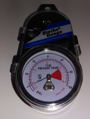 Tyre Pressure Gauge 2" Dial 0-60psi Straight Valve Connector with Air Release Button