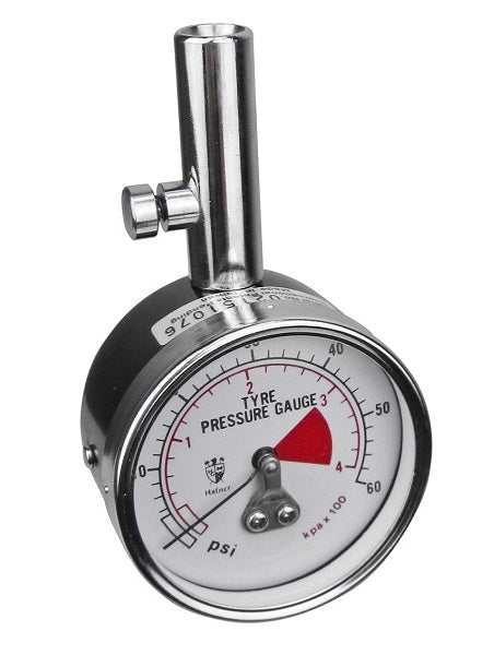 Tyre Pressure Gauge 2" Dial 0-60psi Straight Valve Connector with Air Release Button