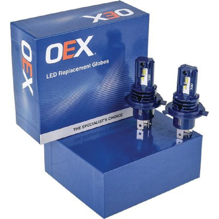 OEX H4 LED Headlight Globes 12V 24V GEN2 H4 3600lm 6000k Pair P43t-38 Bulbs IP65