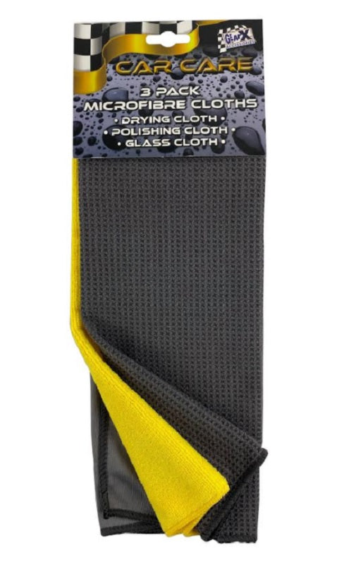 Microfibre Cloths Multipurpose Polish Detail Dry Glass Cleaning Pack of 3 40x40