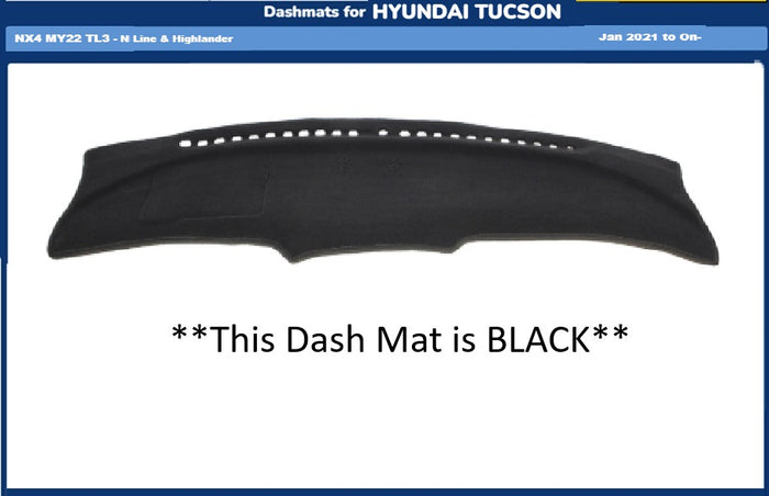 Dash Mat Fits Hyundai Tucson NX4 MY22 TL3 N Line & Highlander 01/2021 On - Black