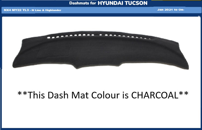 Dash Mat Fits Hyundai Tucson NX4 MY22 TL3 N Line & Highlander 01/2021 On - CHARCOAL