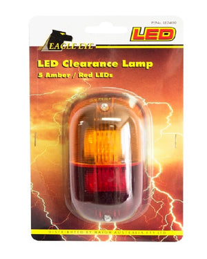 LED 12v Clearance Lights 3 Amber & 2 Red Pre-Wired 110 x 60 x 33mm 50,000 Hours