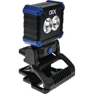 OEX LED Rechargeable Flood Light with Hands Free Clamp 270° Adjustable 450Lumens