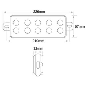 LED Front Bull Bar Combination Lamp 12v/24v Indicator Park DRL Amber Clear Light 226 x 57 x 32mm (PAIR)