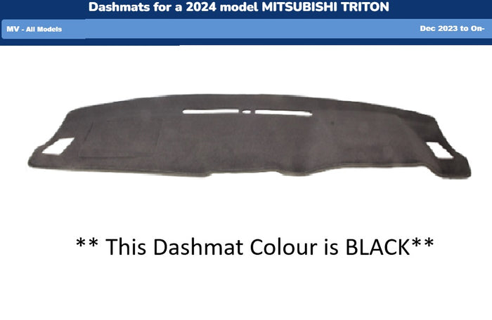 Dash Mat Suits Mitsubishi Triton MV - All Models - Dec 2023 to Current - Black