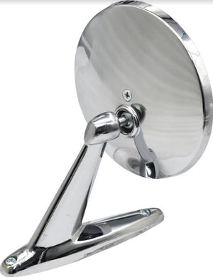 Mirror Round Swivel Head Retro Classic Car Universal Mount Door or Guard Fits LH or RH Side with Fittings 110mm