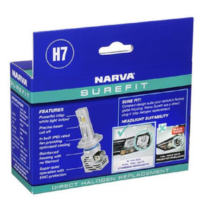 Narva H7 Surefit LED Globes Pair Compact Design 12v 24v 4000lm 5700K Crisp White