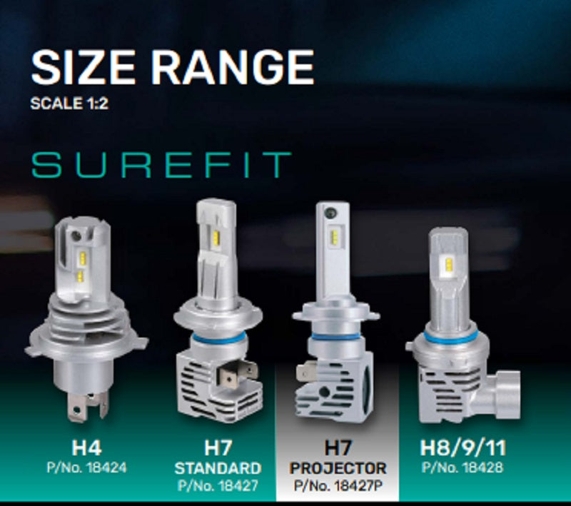 Narva H7 Surefit LED Globes Pair Compact Design 12v 24v 4000lm