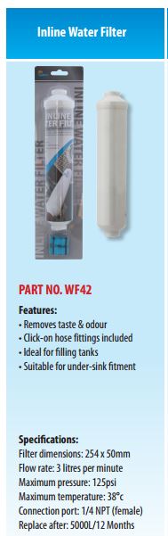 Caravan Inline Water Filter Reduces Dirt Rust Algae Removes Chemical Taste Odour