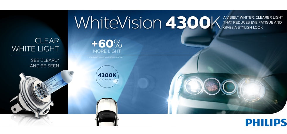 Genuine PHILIPS White Vision Ultra 4200K HB3 Globe 12V 60W Pair