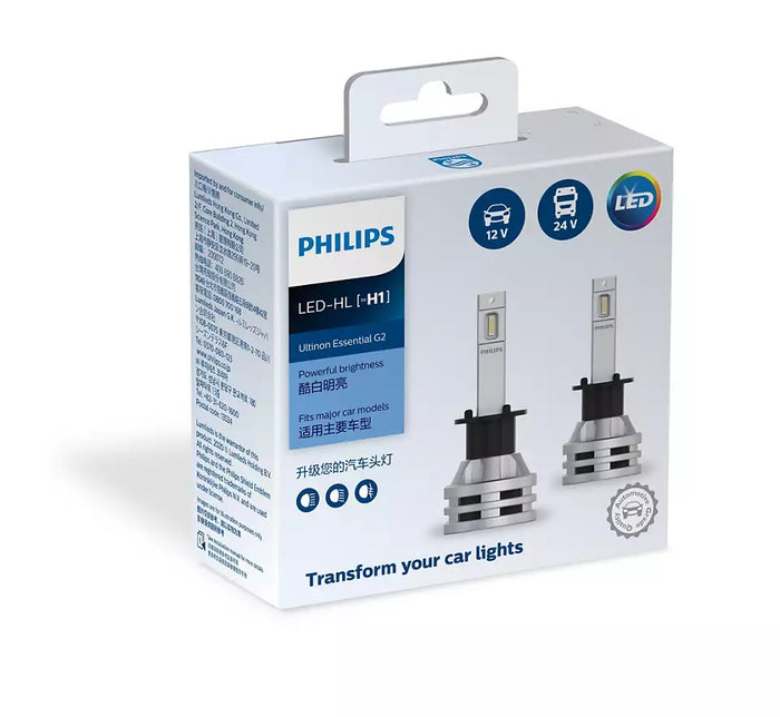 Philips H1 LED Ultinon Essential GEN2 6500K 12v 24V Pure White Compact Design Plug & Play