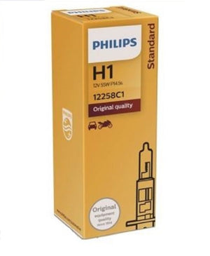 Genuine Philips H1 Standard Vision Car Headlight Bulb 12v 55w P14.5s Single Globe High or Low Beam