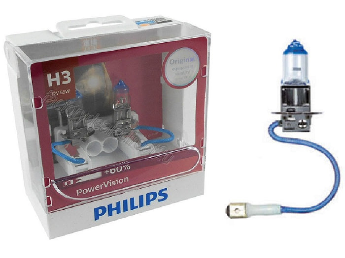 Philips H3 Power Vision Headlight Globe Twin Pack 12v 55w Pk22s Street Legal
