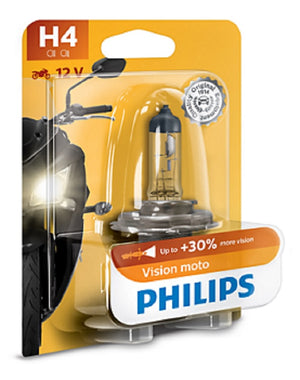 Philips H4 Premium Vision Moto Motorcycle Headlight Globe P43t-38 12V 60/55W