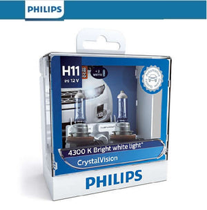 Philips H11 Crystal Vision Car Front Fog Bulbs 4300K 2 Pack + T10 Parkers Globes