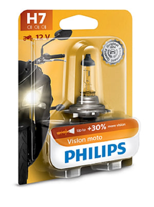 Philips H7 Premium Vision Moto Motorcycle Single Headlight Globe PX26d 12V 55W