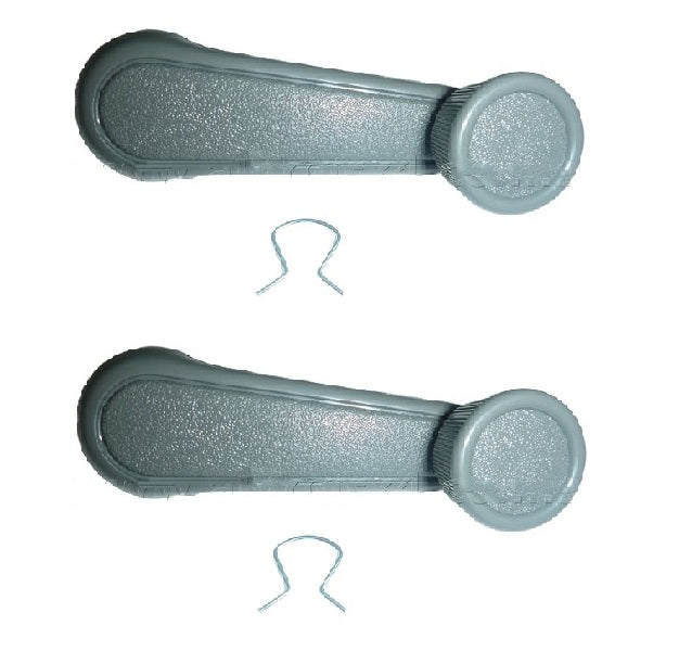 Window Winder Handle Suits Early Toyota Landcruiser & Hilux with Clip - Grey Pair