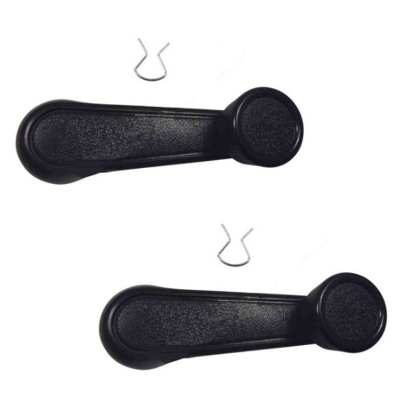 Window Winder Handle Suits Early Toyota Landcruiser & Hilux with Clip - Black PAIR