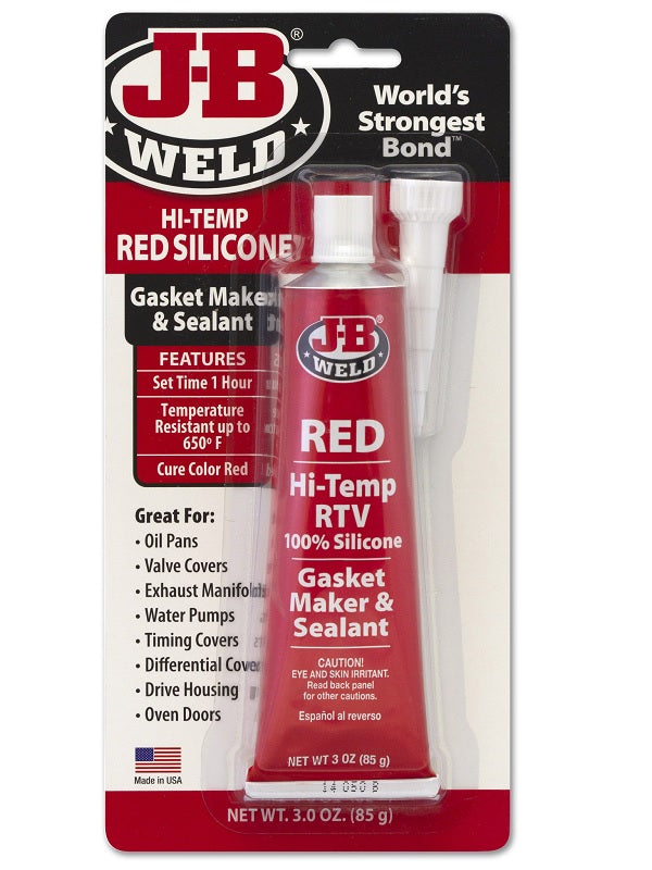 JB Weld Hi-Temp Red Silicone Gasket Maker & Sealant RTV 85gr No Shrink 31314