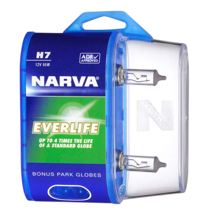 Narva H7 Everlife Halogen Headlight Globes & Parkers Up to 4 Times Longer Life