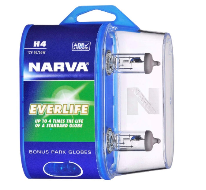 Narva H4 Everlife Halogen Headlight Globes & Parkers Up to 4 Times Longer Life