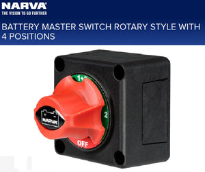 Narva 4 Position Rotary Battery Master / Isolation Switch (Contacts Rated 300A @ 12V)