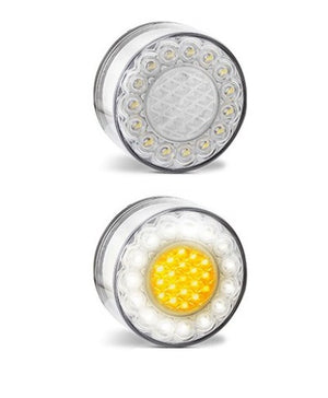 LED Bullbar Indicator Park DRL Clear & Amber Light Pair Suits 12v 80mm x 40mm