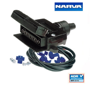 Narva 7 Pin Flat Trailer Socket Kit with Pre-wired 1.5m Harness Connector 82045