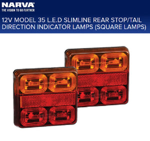 Narva Trailer Lamp 12V LED Rear Stop/Tail Direction Indicator Reflector & 0.5m Cable Perfect for Box Trailer
